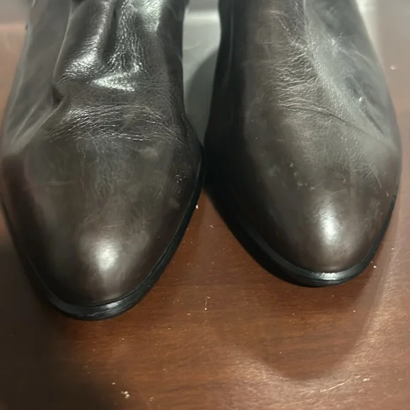 Vintage Black Leather Ankle Boots Retro 80s Slouch Booties Minimalist Boho Chic - Picture 9 of 9